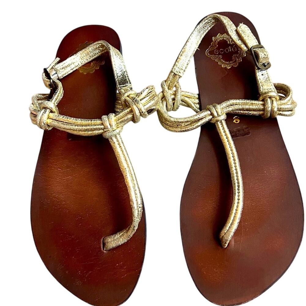 Ecoté Gold Braided Gladiator Flat Sandals - Women’s Size 8